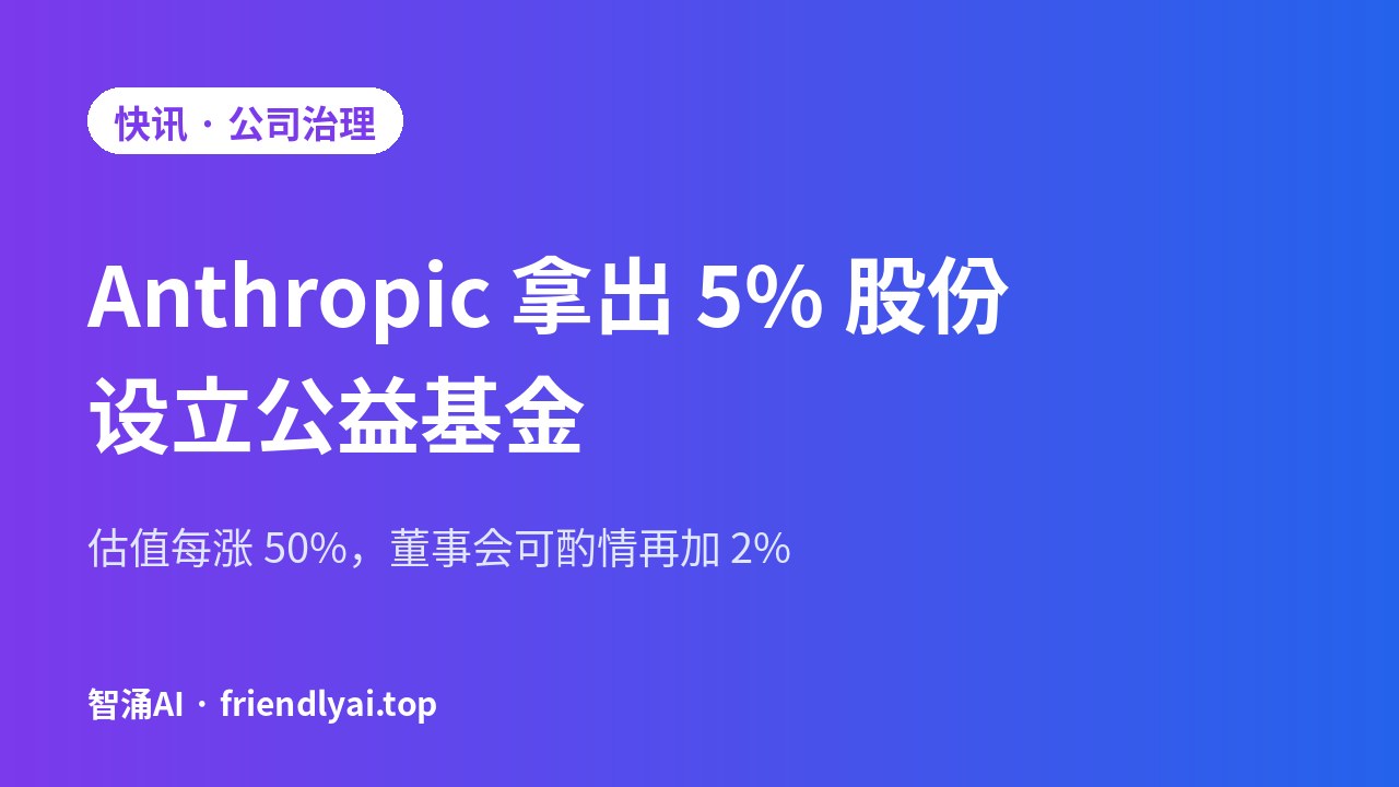 Anthropic 公益基金：5% 股份起步