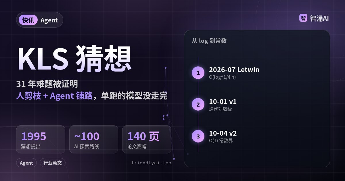 微软研究院用 AI Agent 证明 KLS 猜想：约 100 条路线，人负责剪枝，10 月 4 日 v2 证到常数界