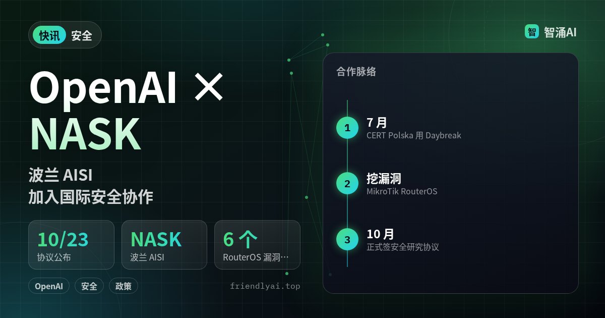 OpenAI 与波兰 NASK 签署 AI 安全与安全研究合作协议