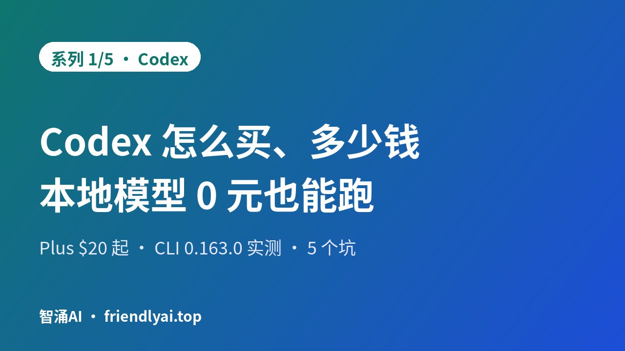 系列 1/5 封面：OpenAI Codex 怎么买、多少钱、怎么用，附本地模型 0 元实测