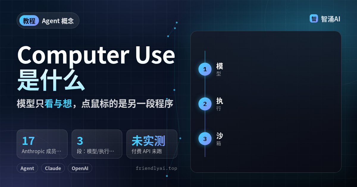 Computer Use 三段结构：模型看截图出动作，执行环在沙箱点鼠标，再回传截图